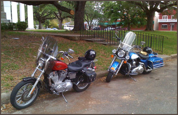 Clinton La Stop Stopped in the shade in front of the Clinton, La court house.