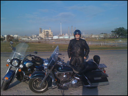 This is me with a refinery in the background.